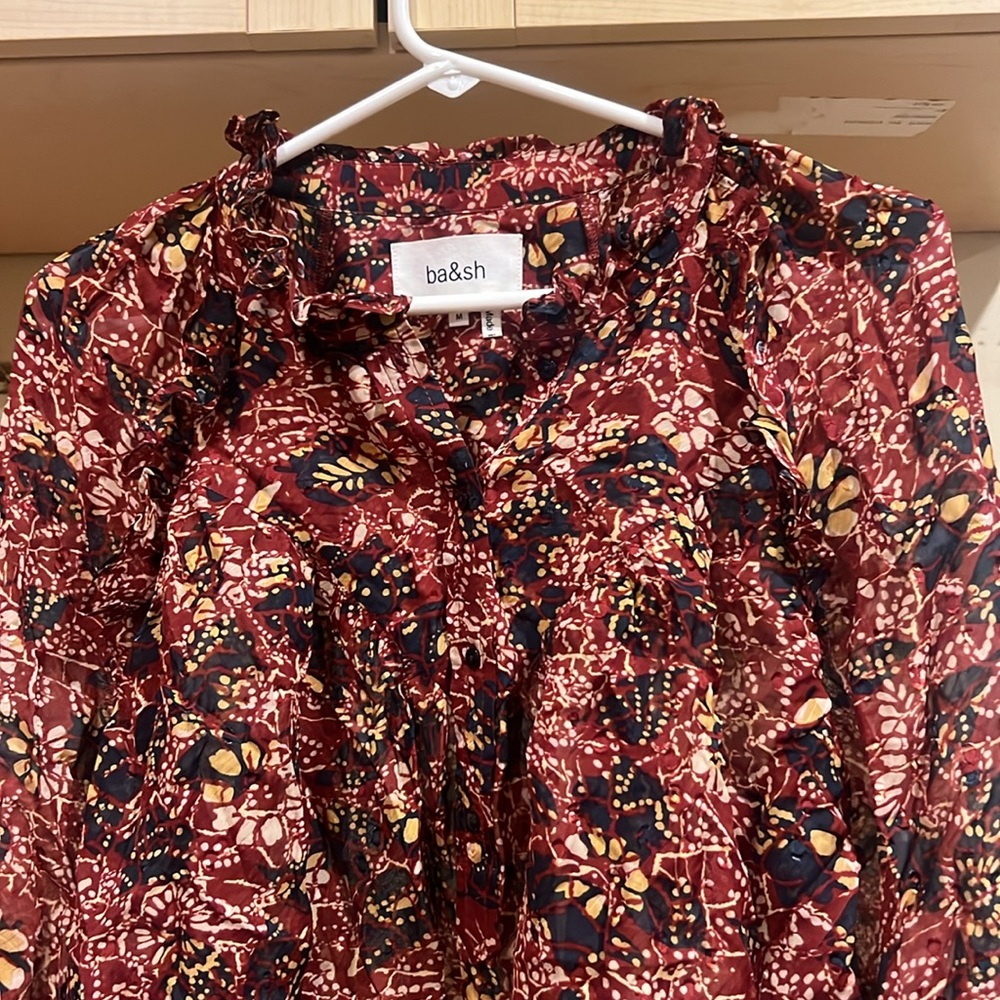 Bash Pullover Top With Burgundy Base. Small Flowe… - image 3